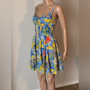 luisa positano 100% linen colorful patterned italian dress adjustable straps